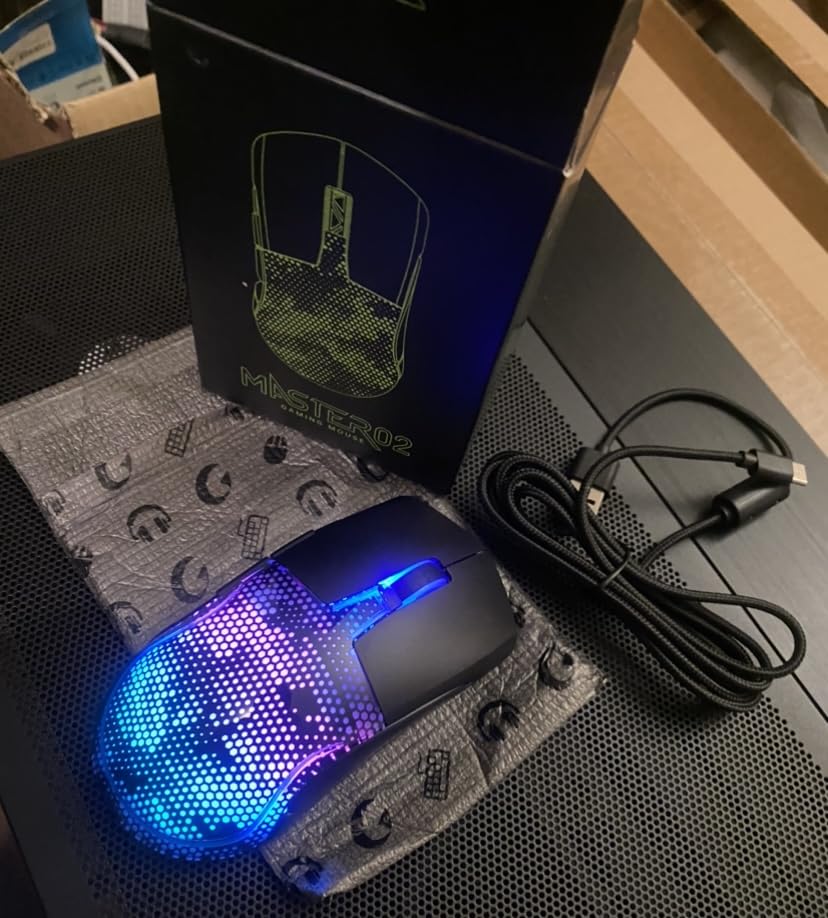 FFJ Master02 Wireless Gaming Mouse, 12000 DPI, Tri-Mode 2.4G/USB-C/Bluetooth 5.3 Gaming Mouse, Python Skin Texture RGB Backlit, 6 Programmable Buttons, 75Hr Battery Life for PC, Mac, PS5, XBOX - Black - Customer Photo 3