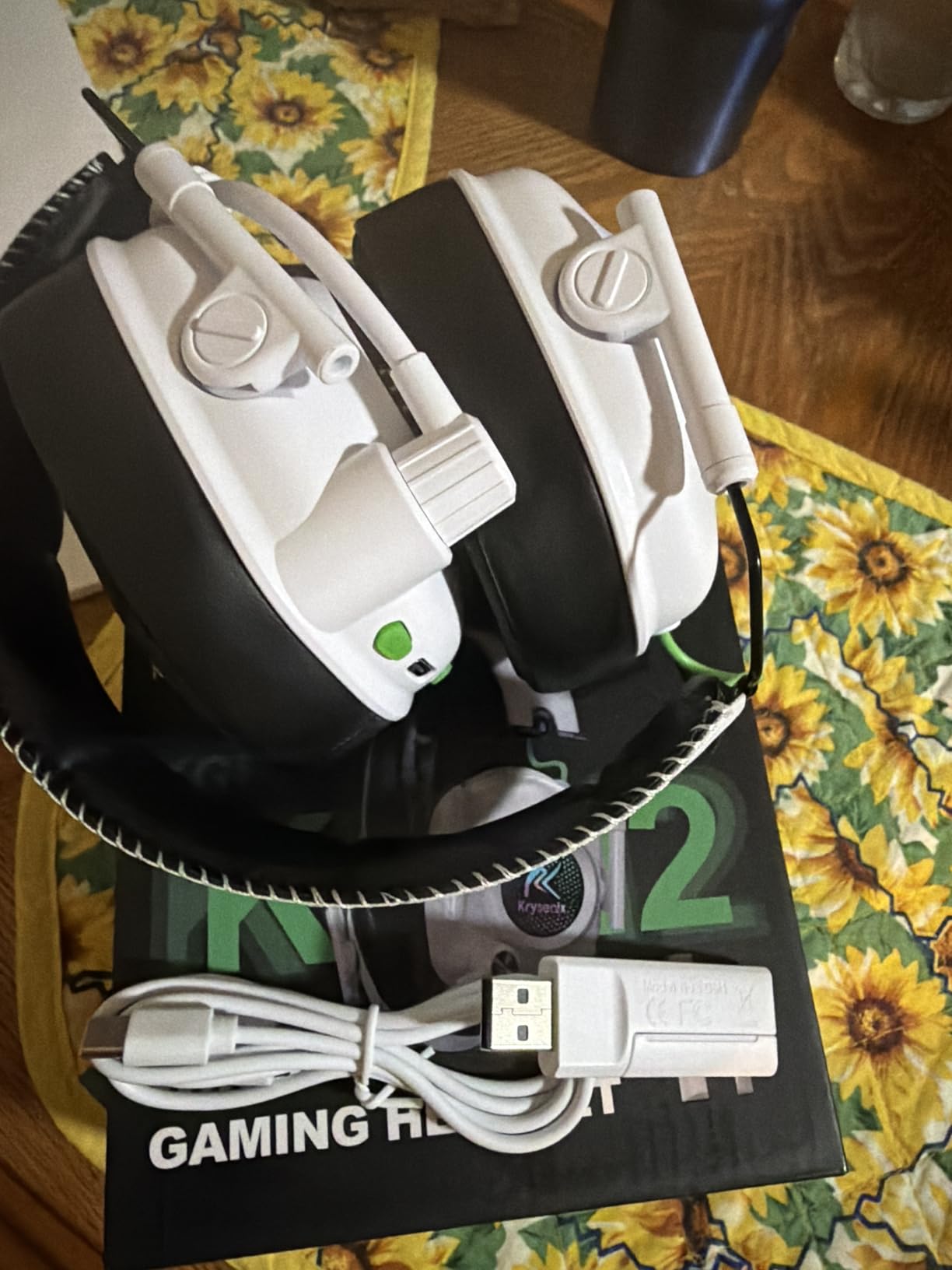 Krysenix Wireless Gaming Headset with Noise Canceling Microphone for PC, PS5, PS4, Switch, Mac, 2.4 GHz Wireless & Bluetooth 5.4 Gaming Headphones, Cool RGB Lighting, 50Hr Battery, 50mm Drivers - Customer Photo 1