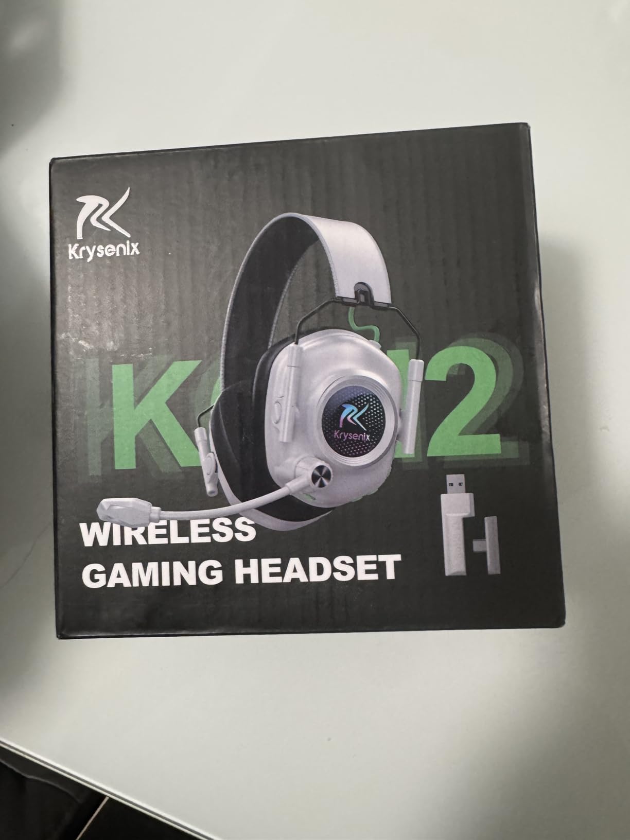 Krysenix Wireless Gaming Headset with Noise Canceling Microphone for PC, PS5, PS4, Switch, Mac, 2.4 GHz Wireless & Bluetooth 5.4 Gaming Headphones, Cool RGB Lighting, 50Hr Battery, 50mm Drivers - Customer Photo 2