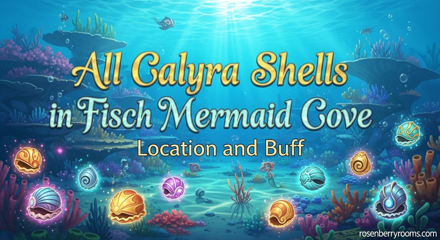 All Calyra Shells in Fisch Mermaid Cove Location and Buff