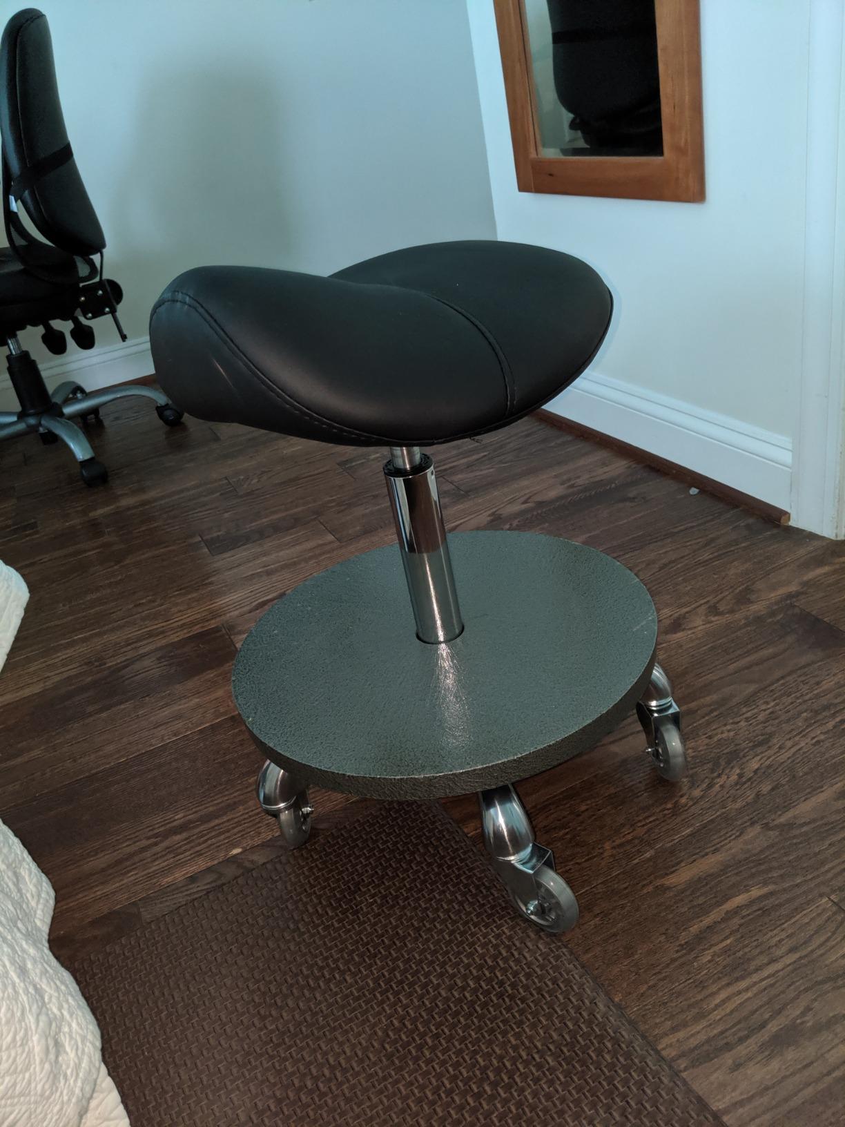 Saddle Stool with Wheels, Rolling Ergonomic Stool with Thick Saddle Seat, Adjustable Chair for Medical Dental Massage Clinic Salon (Black, Without Backrest) customer photo 2