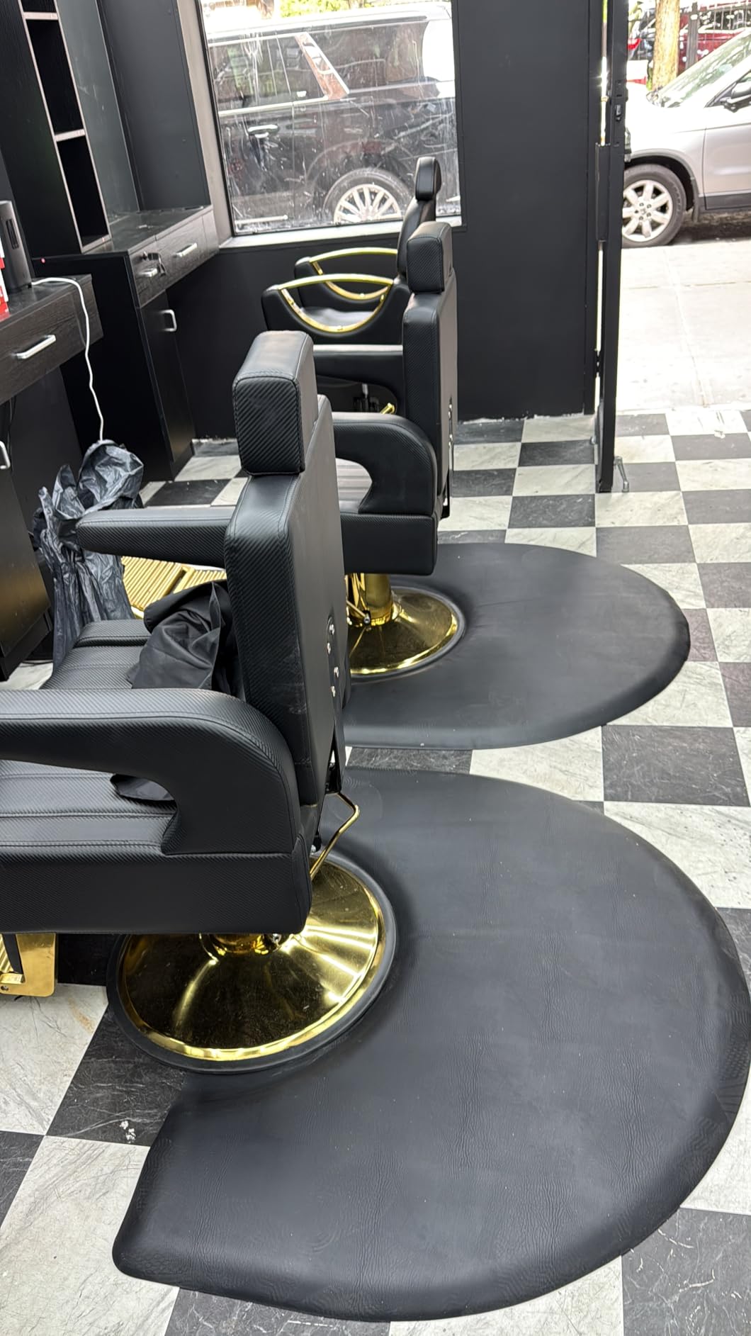 BarberPub Wall Mount Hair Styling Station with Mirror Beauty Salon Spa Equipment Set with 3 Hair Dryer Holders 3036 (Black) customer photo 1