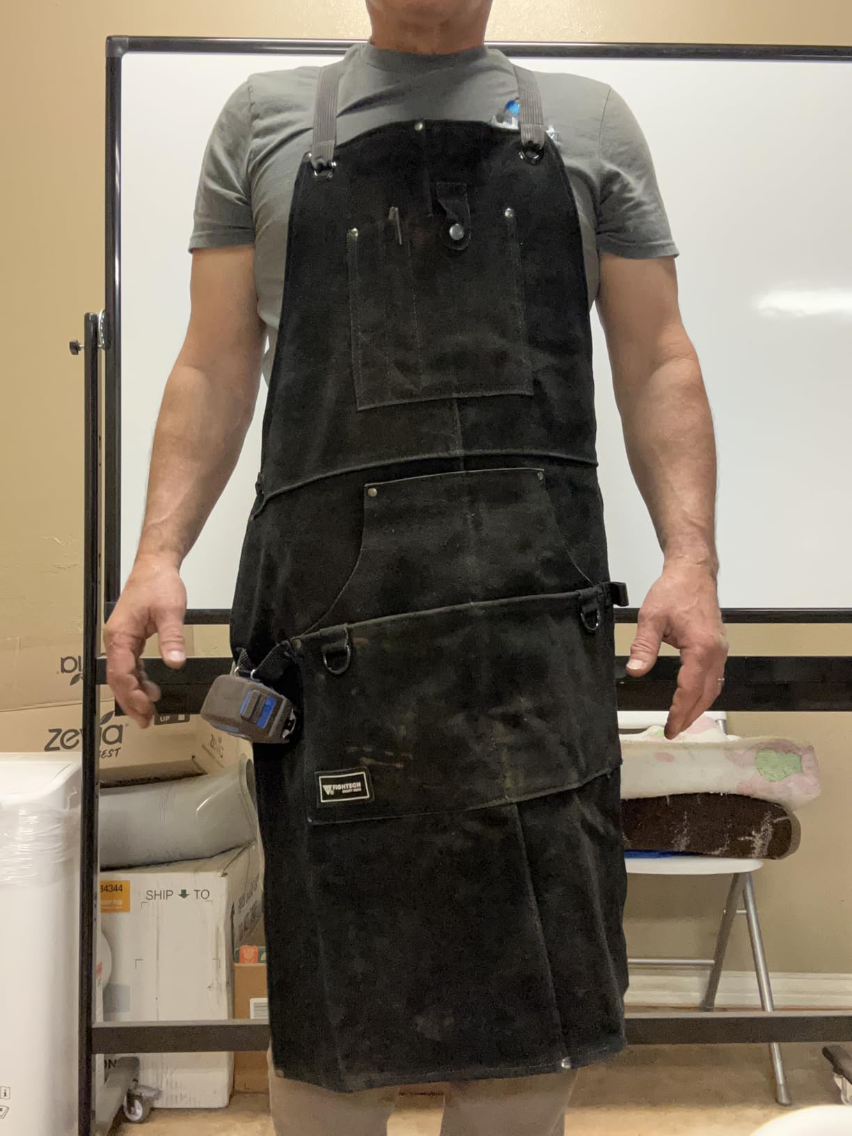 FIGHTECH Leather Welding Apron 11 Tool Pockets Heavy Duty - Wood Working Shop Apron Men Blacksmith Carpenter Adjustable M-XXL customer photo 1