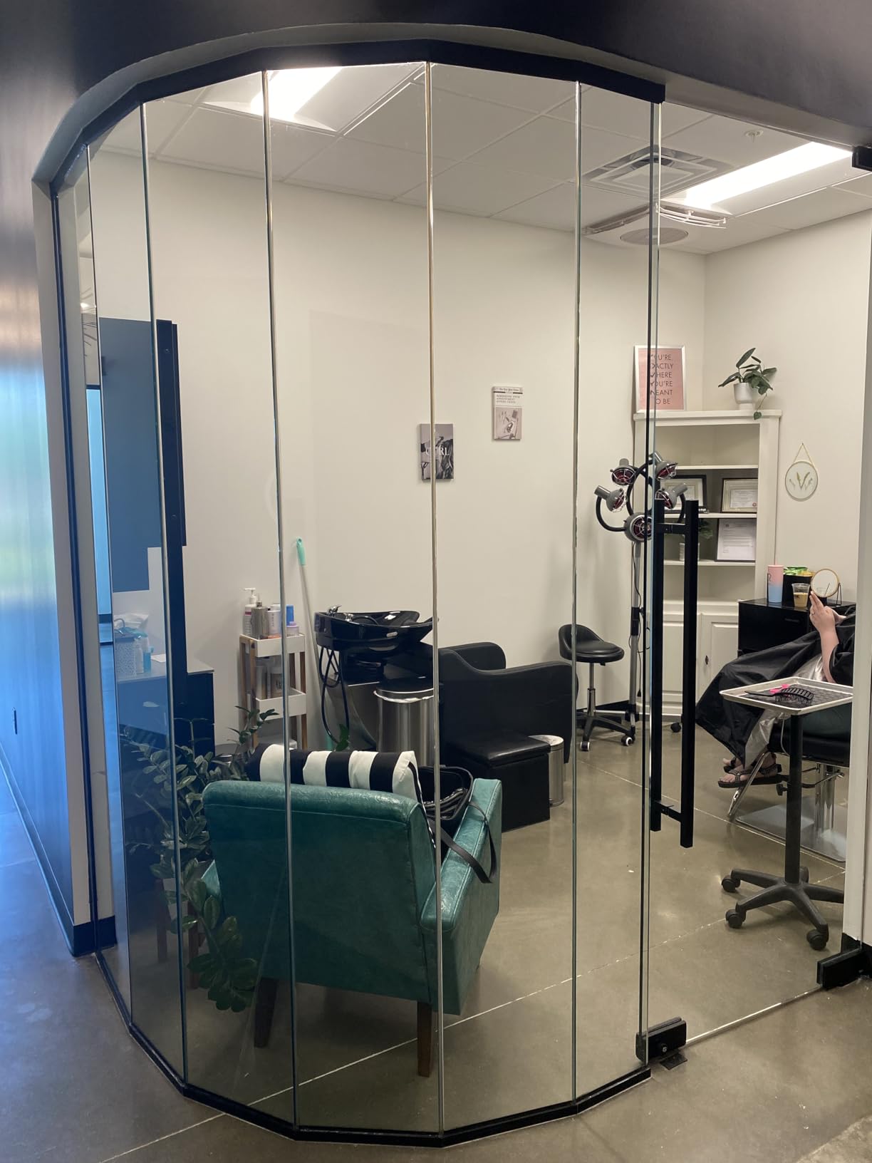 Hair Salon Station,Salon Trolley Cart with Wheels,Barber Storage Cabinet with Locking Drawer, Hair Stylist Station with 2 Hair Dryer Holders, Black customer photo 1