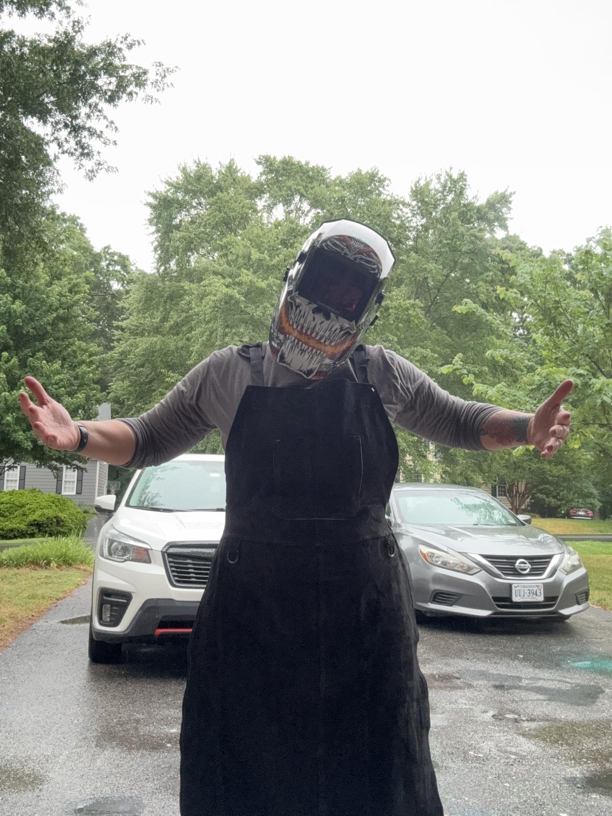Leather Welding Work Apron - Heat Resistant & Flame Resistant Bib Apron, Flame Retardant Heavy Duty BBQ Apron customer photo 1