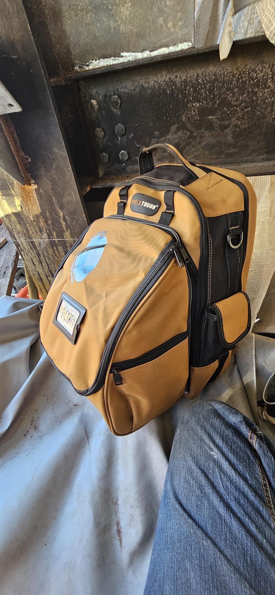 MELOTOUGH Welding Tool backpack for Tools and Helmet Extreme Gear Pack with Large Capacity Welding Helmet Bag Luggage Storage Bag (Brown) customer photo 2